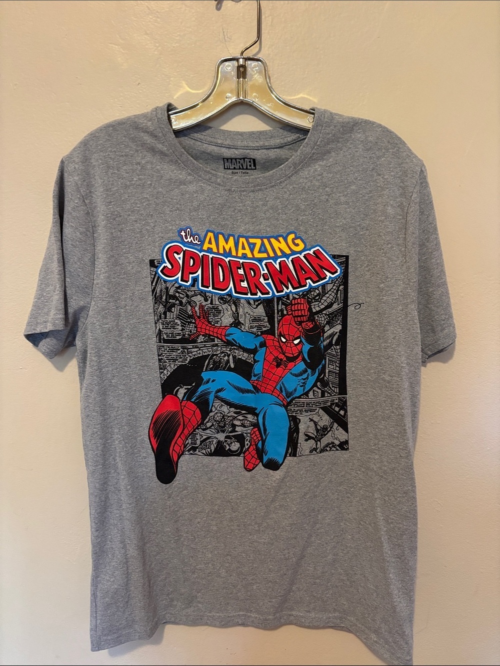 Marvel The Amazing Spider-Man Grey Tee with Red & Blue Graphic